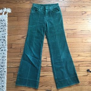 Vintage Green Corduroy Wide Leg Flare Pants